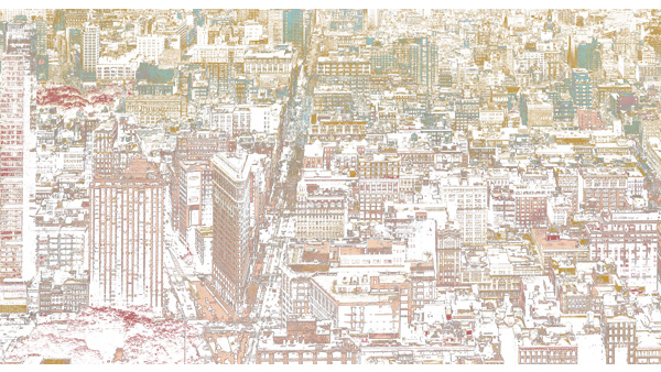 IRON 251cmx135cm;papier peint;décoration;motif urbain;ville